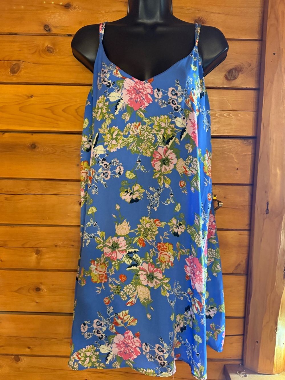 Xhilaration Periwinkle Blue Floral V-Neck Cami Slip Dress - Size M